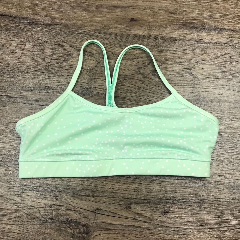 Lululemon Flow Y Sports Bra Green Polka Dot A33